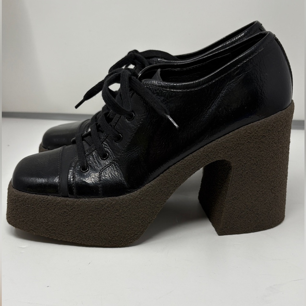 NEW Stella McCartney Black Vegan Platform Lace-Up Shoes